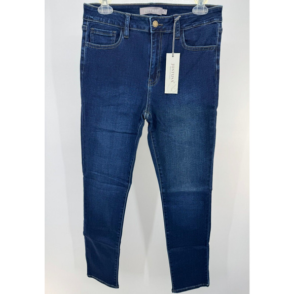 Just USA Womens Flat Front Denim Mid Rise Skinny Jeans  Size 31/12 Blue NWT - Picture 1 of 4